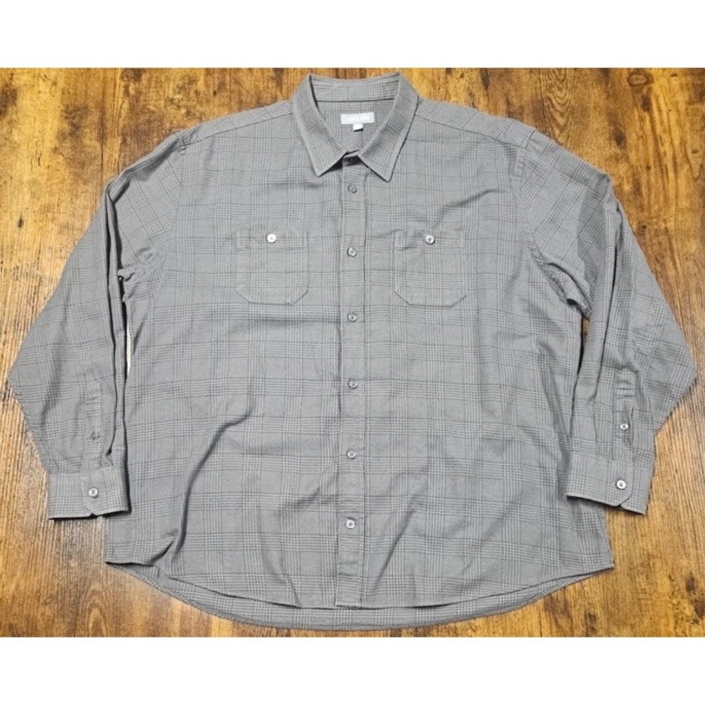 Ash & Erie Men's Size 2XL Charcoal Gray Glen Plaid Shirt Standard Fit